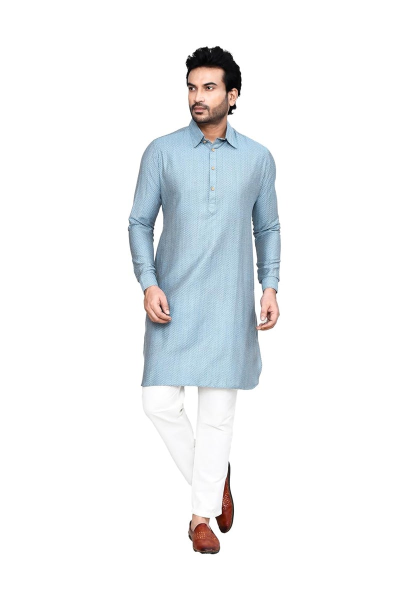 POLY2FAB Hathkargha Men's Traditional Kurta Pajama Set - Solid Pattern Ethnic Wear with Full Sleeves & Buttoned Neck - Image 1